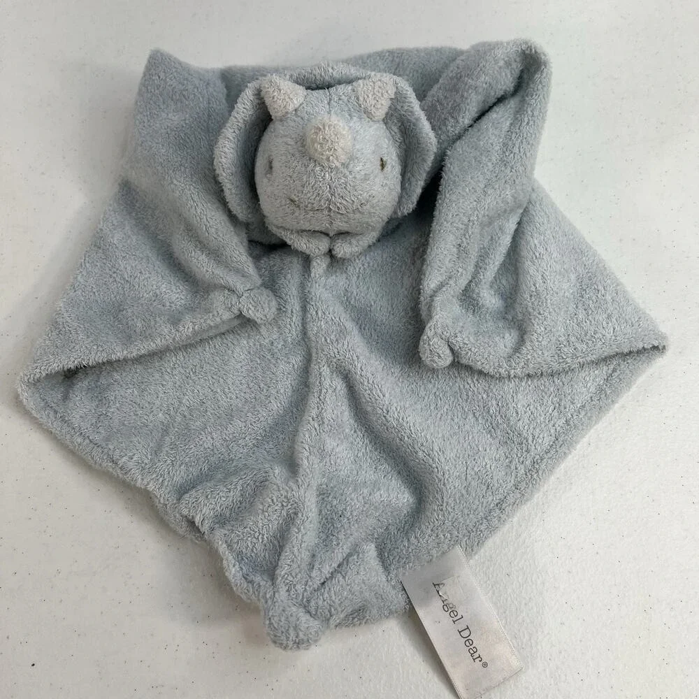 Angel Dear Blue Dino Dinosaur Soft Plush Security Blanket Lovey Knot Knotted‎